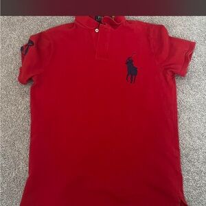 Ralph Lauren Red Polo Shirt with Gold Accents